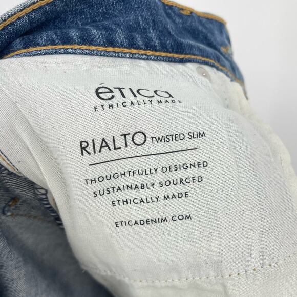 Etica | Twisted Seam Slim Split Hem Jeans Riverside Wash 26 - Picture 14 of 14
